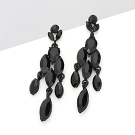 Marquise Stone Cluster Embellished Dangle Evening Earrings