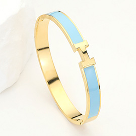 Monogram H Enamel Hinged Bracelet