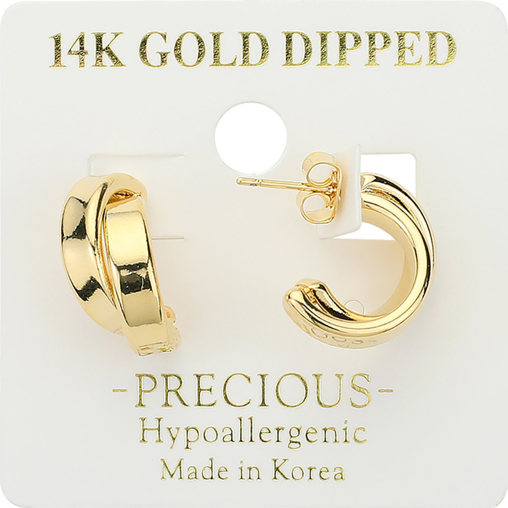 14K Gold Dipped Hypoallergenic Mini Crisscross Hoop Earrings