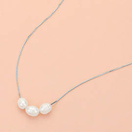 Triple Pearl Beaded Necklace