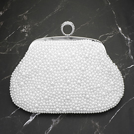 Pearl Embellished Evening Clutch Bag / Crossbody Bag