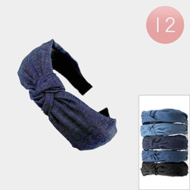 12PCS - Denim Knot Headbands