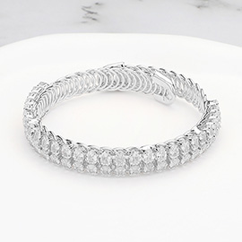 Two Row CZ Stone Adjustable Evening Bracelet