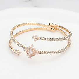 CZ Stone Paved Split Adjustable Evening Bracelet