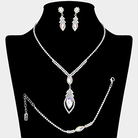 Marquise Stone Embellished Rhinestone Paved Jewelry Set