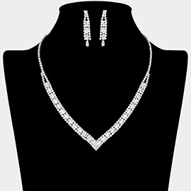 Rhinestone Paved V Shaped Necklace