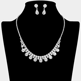 Teardrop Stone Accented Rhinestone Paved Necklace