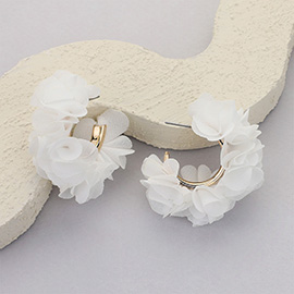 Fabric Flower Hoop Earrings