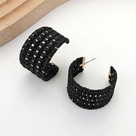 Raffia Basket Weave Wide Hoop Earrings