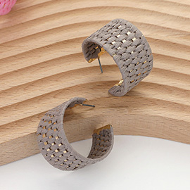 Raffia Basket Weave Wide Hoop Earrings