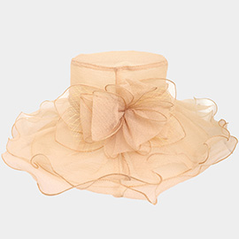 Flower Ruffle Double Layered Organza Dressy Hat