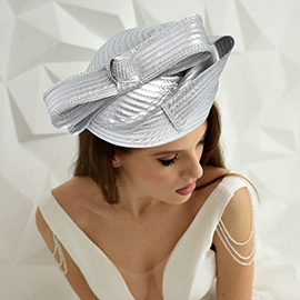 Rhinestone Rim Bow Church Dressy Hat