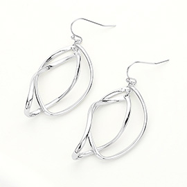 Metal Twisted Double Oval Dangle Earrings