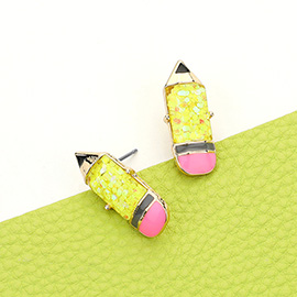 Glittered Pencil Hypoallergenic Stud Earrings