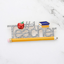 Stone Paved Number 1 Teacher Pin Brooch