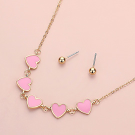 Enamel Heart Link Necklace