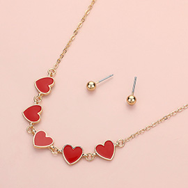 Enamel Heart Link Necklace