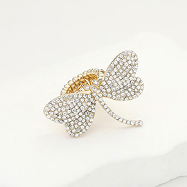 Rhinestone Paved Dragonfly Stretch Ring