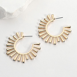 Stone Tip Sunburst Hoop Earrings