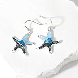 Abalone Sea Glass Starfish Dangle Earrings