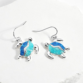 Enamel Sea Turtle Dangle Earrings