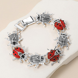 Enamel Lady Bug Link Magnetic Bracelet