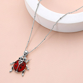 Enamel Lady Bug Pendant Necklace