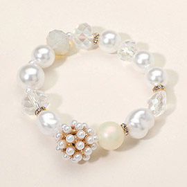 Pearl Faceted Beaded Stretch Bracelet