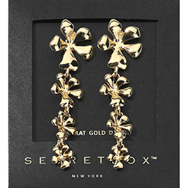 SECRET BOX_14K Gold Dipped Flower Link Dropdown Earrings