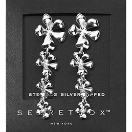 SECRET BOX_Sterling Silver Dipped Flower Link Dropdown Earrings