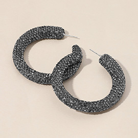 Sterling Silver Post Rhinestone Studded Hoop Earrings