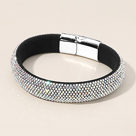 Felt Back Bling Studded Magnetic Bracelet