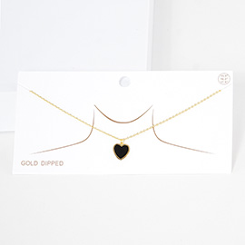 Gold Dipped Enamel Heart Pendant Necklace