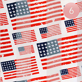 6PCS - Silk Feel Satin American USA Flag Pattern Printed Scarf