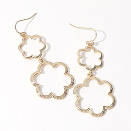 Double Open Metal Flower Link Dropdown Dangle Earrings