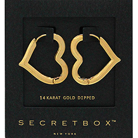 SECRET BOX_14K Gold Dipped Heart Huggie Hoop Earrings