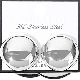 SECRET BOX_Stainless Steel Round Dome Earrings