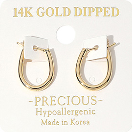 14K Gold Dipped Hypoallergenic Mini Oval Hoop Pin Catch Earrings