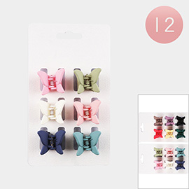 12 SET OF 6 - Matte Mini Butterfly Hair Claw Clips