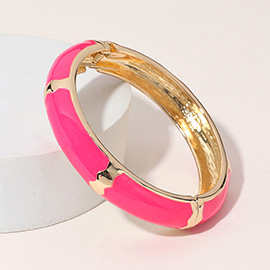 Gold Plated Enamel Hinged Bangle Bracelet