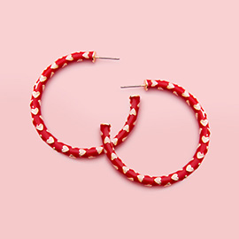 Enamel Heart Patterned Hoop Earrings