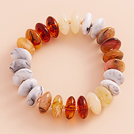 Ombre Resin Oval Disk Beaded Stretch Bracelet