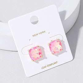 Cushion Square Stone Stud Evening Earrings