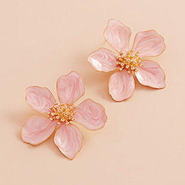 Pearlized Enamel Flower Earrings