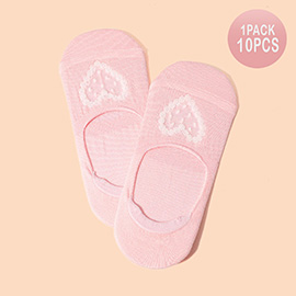 10Pairs - Mesh Heart Pointed No Show Socks