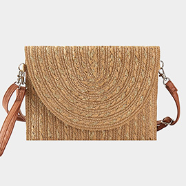 Gold Threads Mixed Straw Clutch Bag / Crossbody Bag