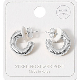 Silver Dipped Sterling Silver Post Rigid Mini Hoop Earrings