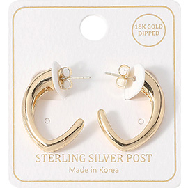 18K Gold Dipped Sterling Silver Post Mini Oval Hoop Earrings