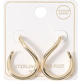 18K Gold Dipped Sterling Silver Post Open Teardrop Earrings