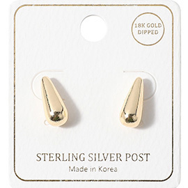 18K Gold Dipped Sterling Silver Post Teardrop Earrings